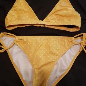Roxy quicksilver yellow polka dot bikini